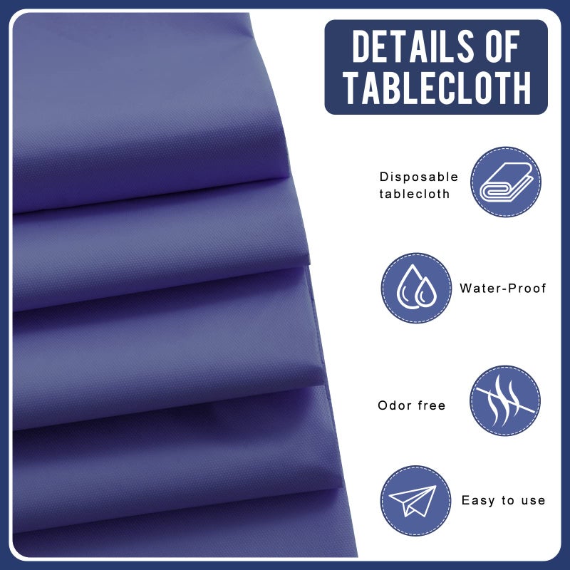 Eleclassi Navy Blue 6 Pack Premium Disposable Plastic Tablecloth 54 x 108 in - Plastic Table Cloth Disposable Tablecloth for Rectangle Table Up to 8 Feet - Image 3